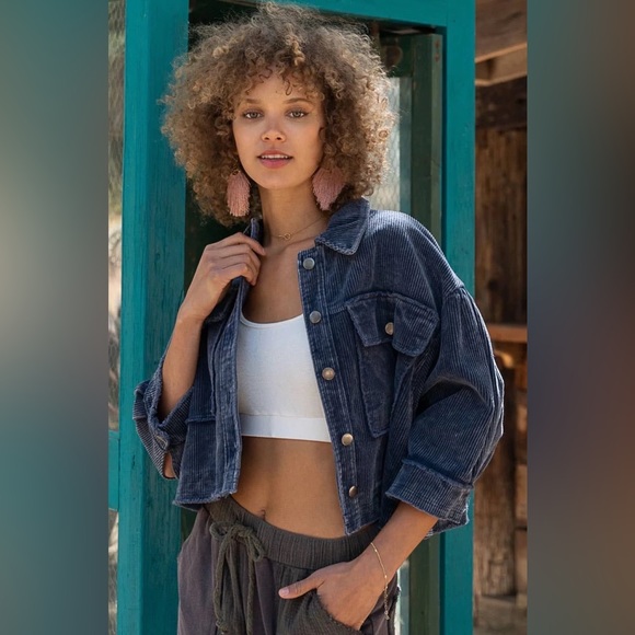 🖤HPx2 🎉 Maisie Oversized Vintage Style Corduroy Crop Shirt Jacket Shacket NWT - Picture 6 of 12